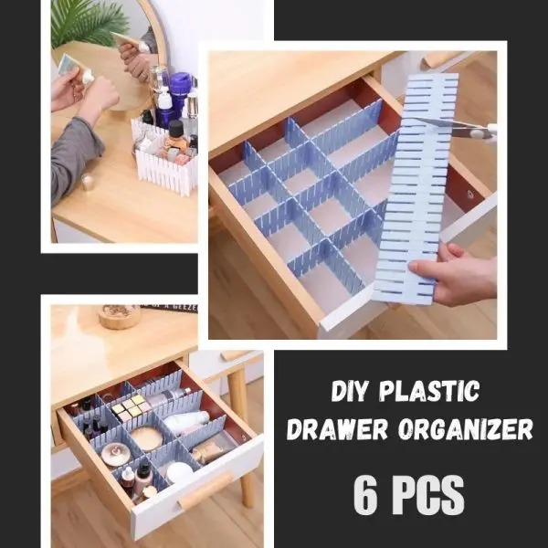 Adjustable Plastic Grid Drawer Organizer Multi-Purpose Drawer Storage Divider Adjustable Cabinet Storage Divider (6pcs)